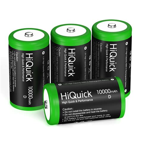 HiQuick 4-Pack 10000mAh D Rechargeable Batteries - 1.2V Huge Capacity ...