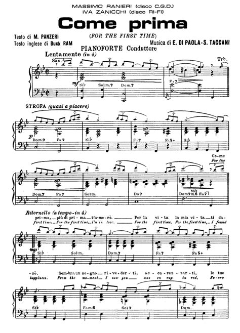 Ecco gli accordi di chitarra per suonare perdere l'amore di massimo ranieri. COME PRIMA Tony Dallara Piano Sheet music - Guitar chords ...