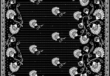 A Black And White Floral Design With Flowers On It In The Middle Of An