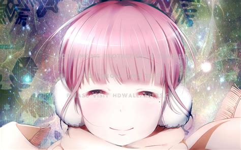 Smile Cute Girl Headphones Manga Anime Hd Wallpaper 1630568