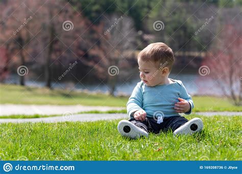 Mom and little child playing at home stock footage by sosiukin 0/0. Baby Boy Sitting On Grass In Summer Stock Photo - Image of ...