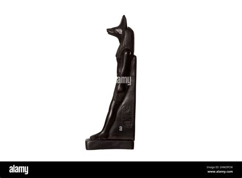 Stone Figurine Of Egyptian God Anubis With Jackal Head Isolated On