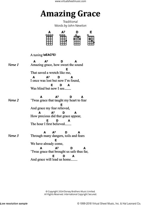 Newton Amazing Grace Sheet Music For Banjo Solo Lyricschords V2