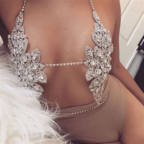 New Design Lady Crystal Bodys Chain Necklace Women Sexy Rhinestone Bra Wholesale Cristal Jewelry