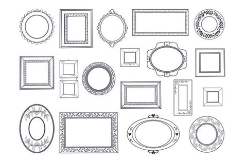 Doodle Frames Square Hand Draw Borders Pencil Circle Line 1140821