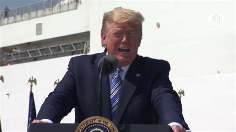 Knock, knock, knock.open up, it's the police. President Trump Delivers Remarks at Naval Station Norfolk Send Off for USNS Comfort | One-News