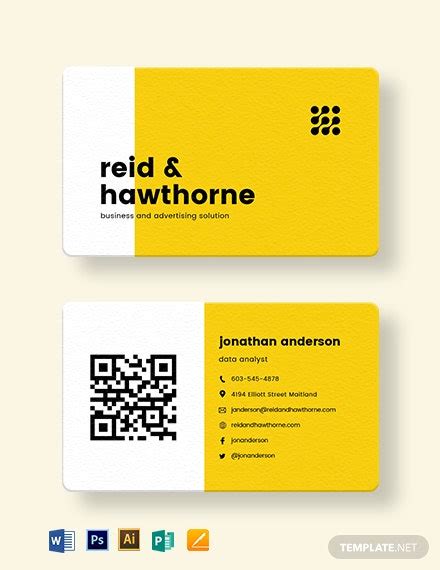 Qr Code Business Card Template Illustrator Word Apple Pages Psd