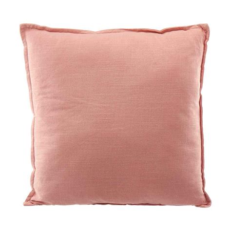 Square Light Pink Cotton Throw Pillow