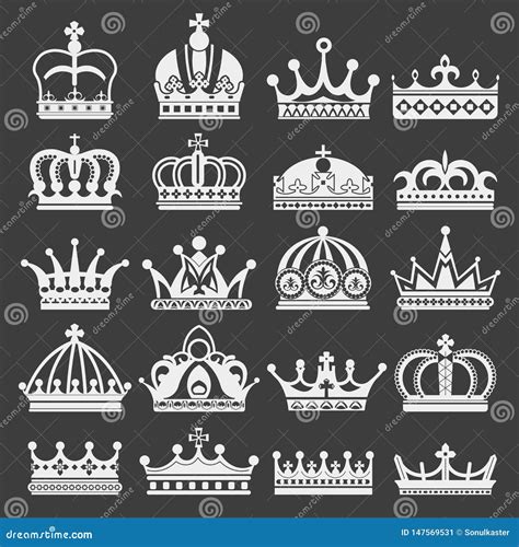 Royalty King And Queen Crowns Diadems Or Coronet Isolated Objects Stock