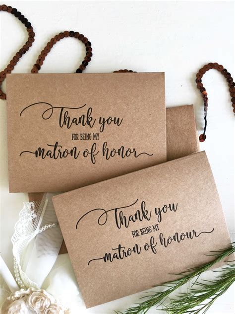 Thank You For Being My Matron Of Honor Card Matron Of Honor Etsy