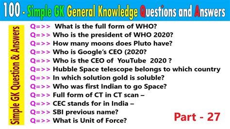 Common General Knowledge Questions And Answers In English Gk Question