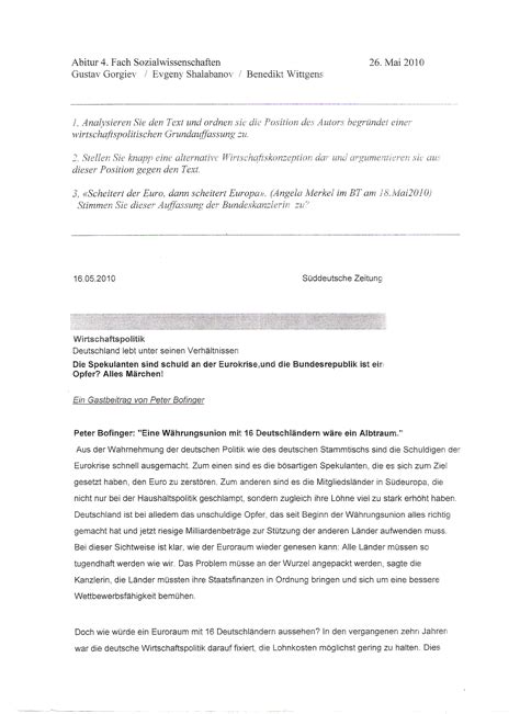 Gehen sie dabei besonders auf die darstellung der figuren und ihre positionierung ein. Abitur 2011: Sowi - Simulierte mündliche Prüfung | MSKH