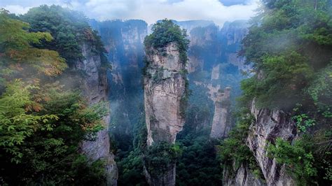 Wallpaper Landscape Forest Mountains Waterfall China Rock