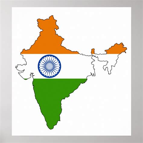 India Flag Map Full Size Poster Zazzle