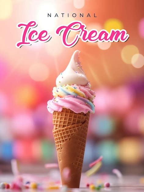 Premium Psd A National Ice Cream Day Poster With Delicious Ice Cream
