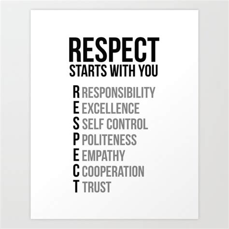 Respect Starts With You Printable Quote For Office Wall Art Print By
