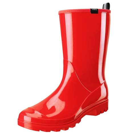 Hisea Womens Rain Boots Waterproof Rubber Rain Shoes For Ladies Mid