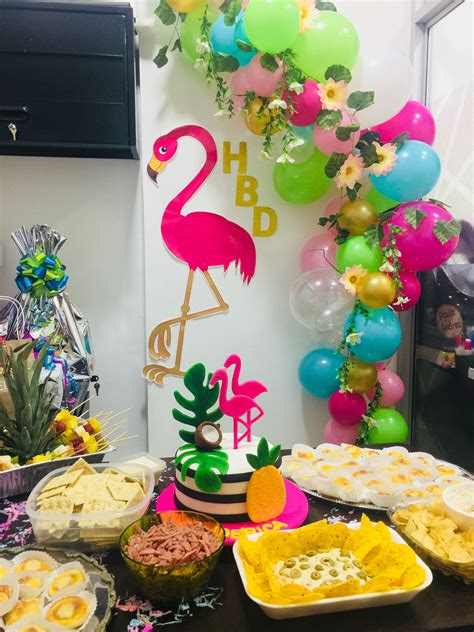 Decoración Cumpleaños Tropical Luau Birthday Party Flamingo Birthday