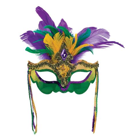 Amscan Green Purple And Gold Feather Sequin Gem Mardi Gras Mask 2 Pack 360056 The Home Depot