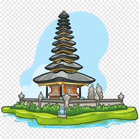 Menara Di Samping Karya Seni Air Orang Bali Galungan Nyepi Barong