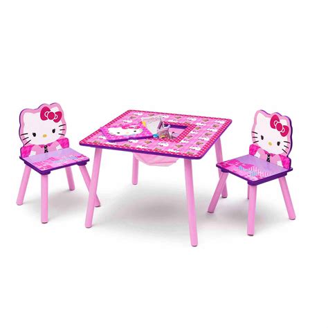 It comes in a set of 5 pieces including 1 sturdy table and 4 toddler chairs. Hello Kitty Toddler Table and Chair Set with Storage ...