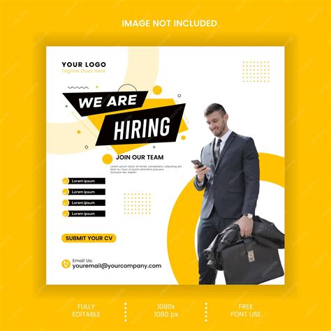Premium Vector | We are hiring job vacancy square banner or social