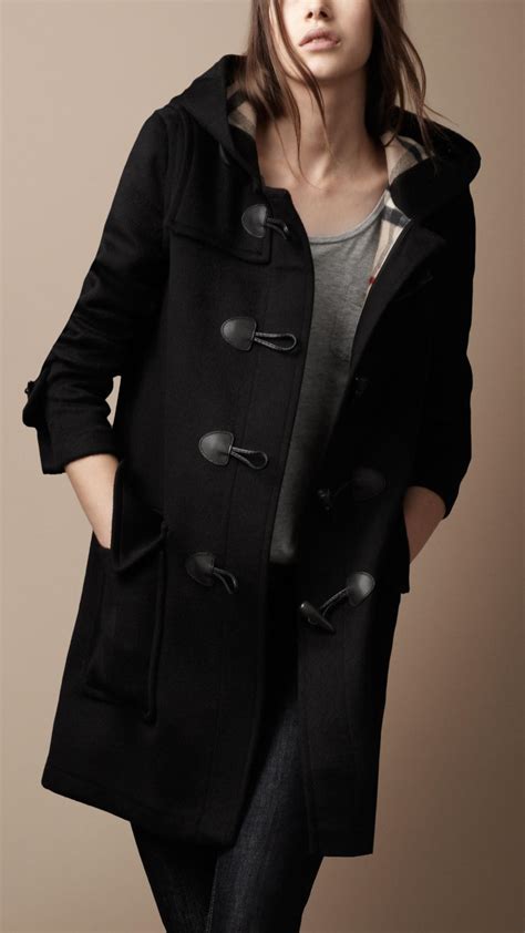 Lyst Burberry Brit Wool Duffle Coat With Check Lining In Black
