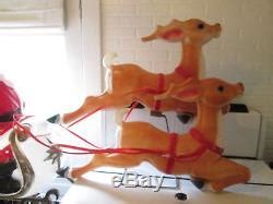 vintage santa blow mold   sleigh  reindeer