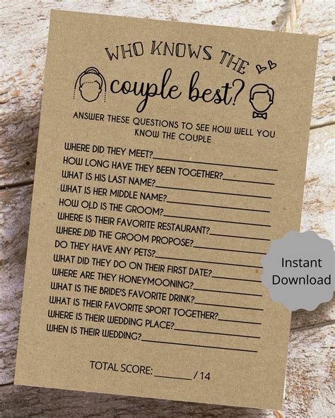 Who Knows The Couple Best Bridal Shower Gamel Floral Bridal Etsy