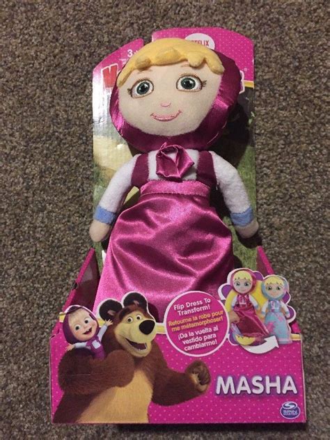 Masha And The Bear Masha Transforming Doll Plush Blue Pink Netflix