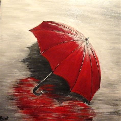 Moderne malerei in acryl mit strukturen schlagmetall. Roter Regenschirm: Acrylmalerei, Landschaft, Gelb, Malerei ...