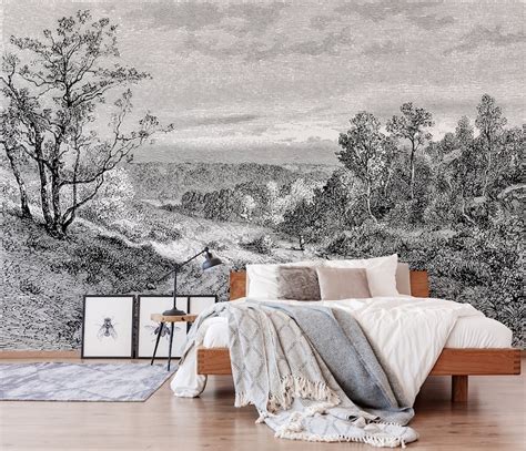 Scenic Wall Mural Peel And Stick Wall Mural Vintage Art Etsy