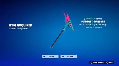 How To Get Mrbeast Smasher Pickaxe Now Free In Fortnite Unlocked