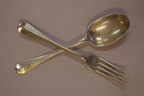 London Hallmarked Sterling Silver Fork And Spoon Set Flatwarecutlery