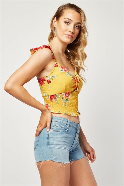 Floral Shirred Crop Top Just 7