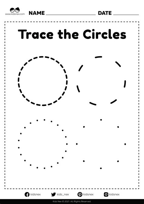 Circle Tracing Worksheet - PDF Printable | www.kidsnex.com