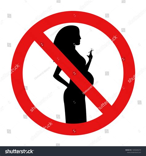 No Smoking During Pregnancy Period Prohibition Stock Illustration