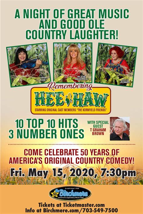 RESCHEDULED For Jan REMEMBERING HEE HAW Starring Original Cast Members The