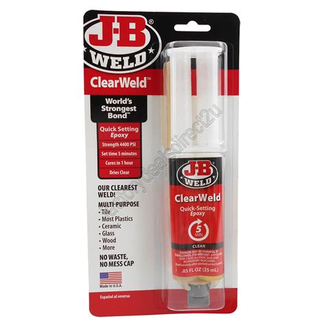 Jb Weld Clear Weld Quick Setting Epoxy Glue Adhesive Syringe 50112 J B Weld