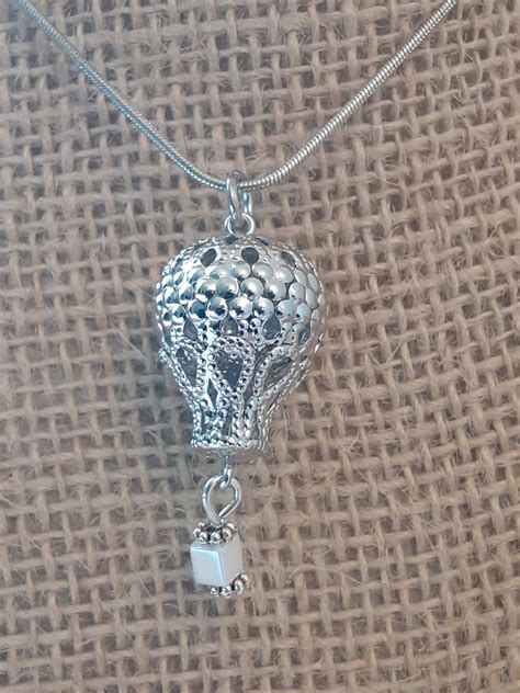Silver Hot Air Balloon Chain Pendant Necklace With Snake Chain | Etsy | Balloon chain, Chain 