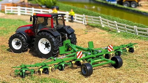 Rc Tractor With Rotary Rakes Farming Bruder Toys Tractor Action Video