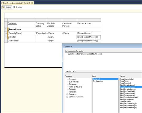 Reporting Services Ssrs Subtotalling Columns With Expressions Stack