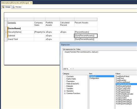 Reporting Services SSRS Subtotalling Columns With Expressions Stack