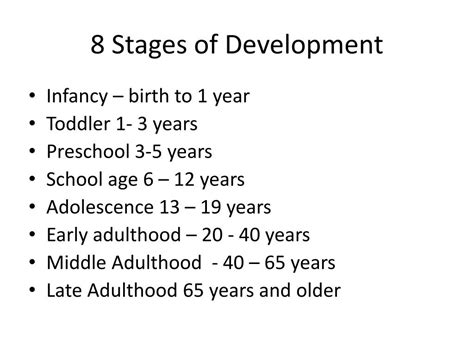 Stages Of Life Development Chart