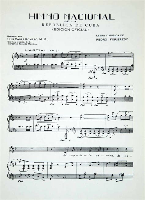 1949 Sheet Music Cuba Himno Nacional National Anthem La Bayamesa Song