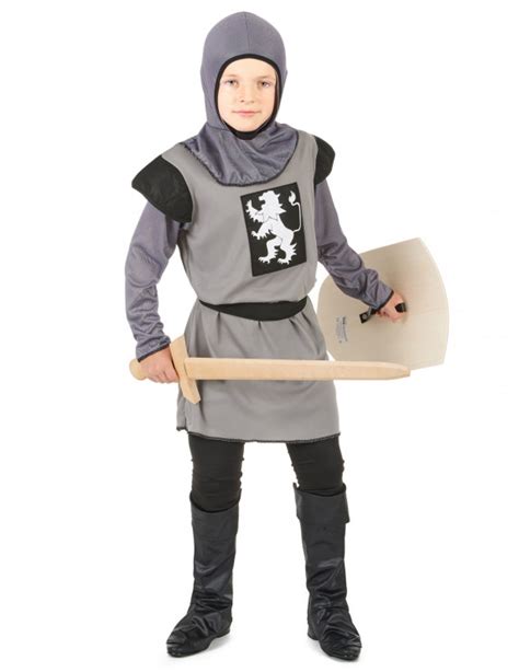 Mittelalterliches Ritterkostüm für Jungen grau weiss Kostüme für