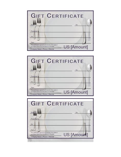 Restaurant Gift Certificate Download This Free Printable Restaurant