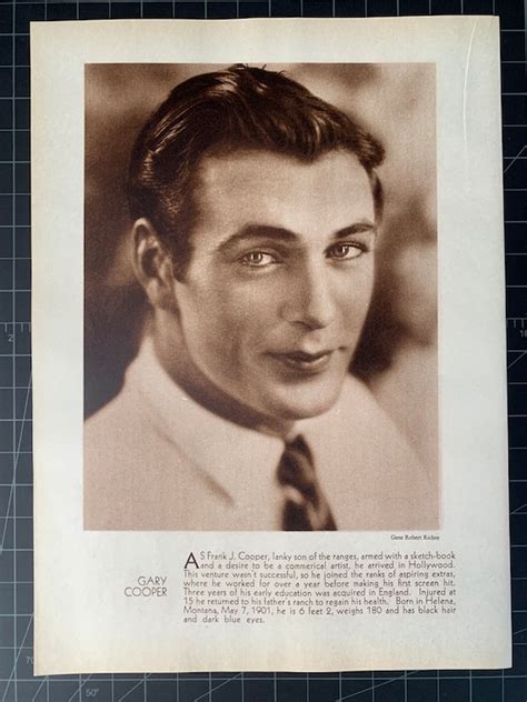 Vintage Circa Gary Cooper Photoplay Portrait Etsy