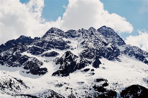Snow Covered Mountain Mountains Snow Peaks Hd Wallpap