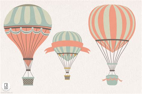 Very beautiful clip art collection with air balloons and cute animals. Hot air balloon flowers clip art ~ Illustrations on ...